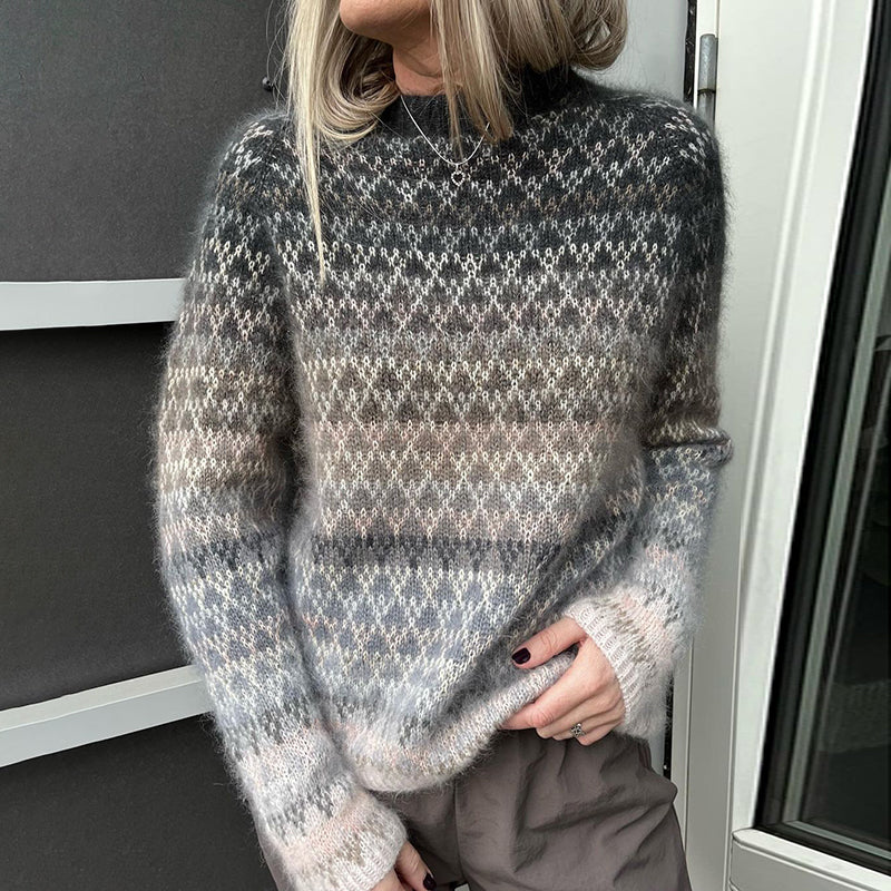 Contrast Color Knitted Vintage Casual Sweater elevenforest