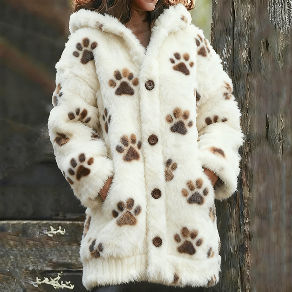 Cute Cat Paw Print Warm Cardigan Sweater elevenforest