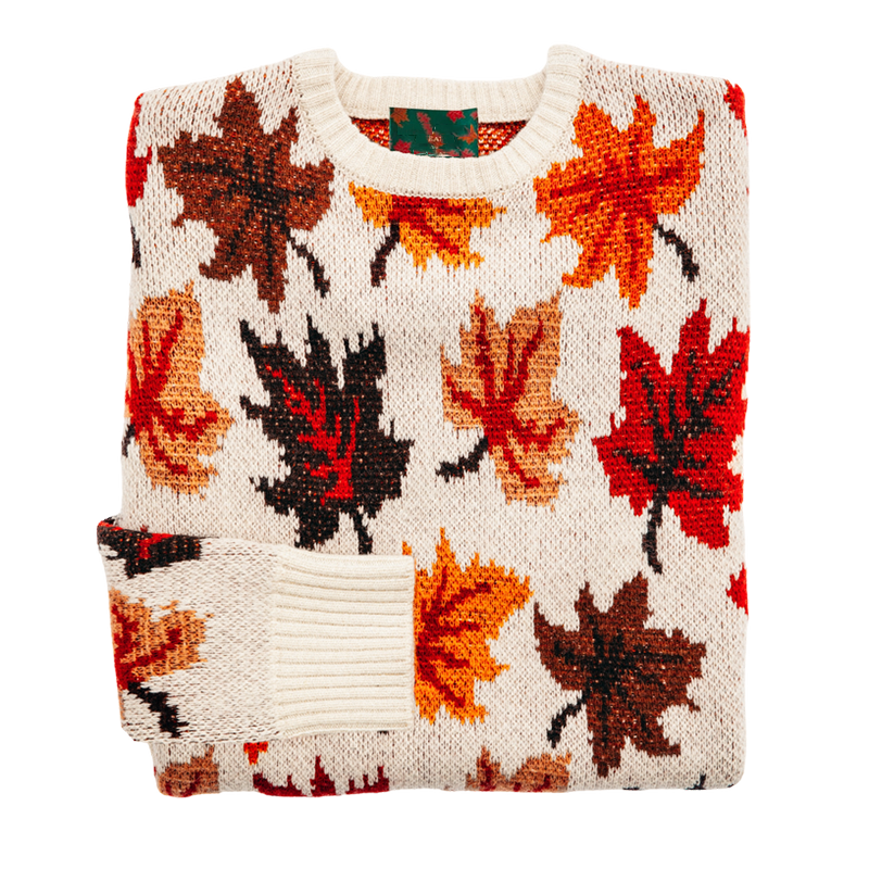 Maple Leaf Print Knitted Pullover Sweater artswardrobe