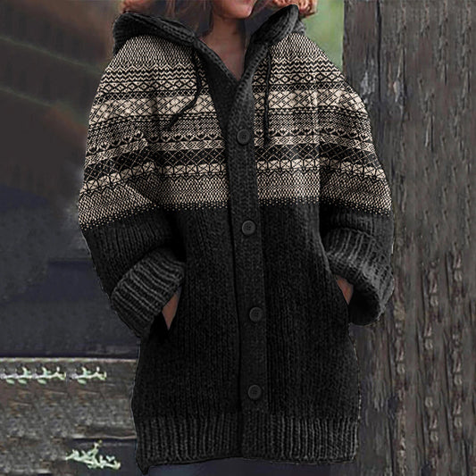Retro Tribal Geometric Knitted Warm Sweater Cardigan elevenforest