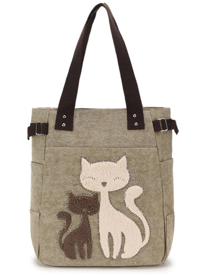 Fuzzy Cats Rhinestone Utility Shoulder Bag elevenforest