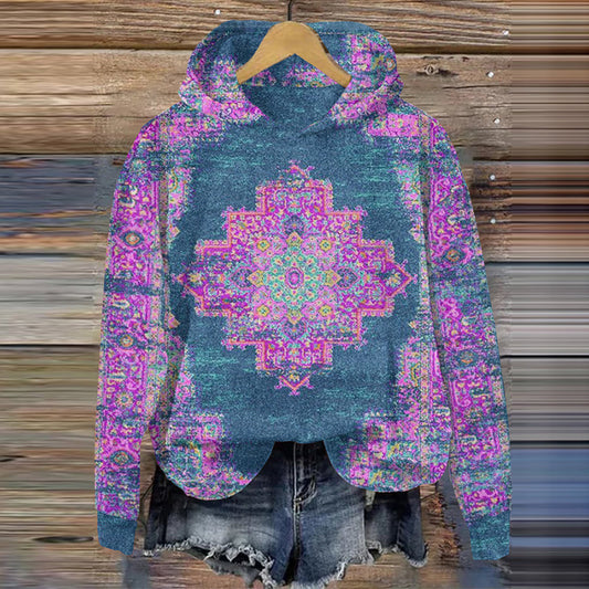 Comstylish Vintage Ethnic Geometric Pattern Hoodie