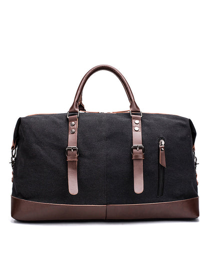 Vintage Washed Canvas Leather Patchwork Bag artswardrobe