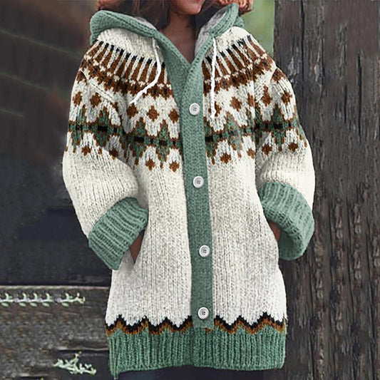 Vintage Icelandic Jacquard Warm Cardigan Sweater elevenforest