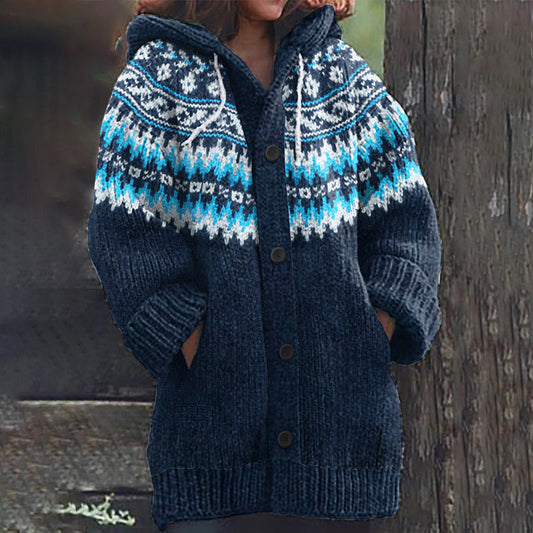 Vintage Fairman Island Knit Pattern Hooded Sweater Cardigan elevenforest