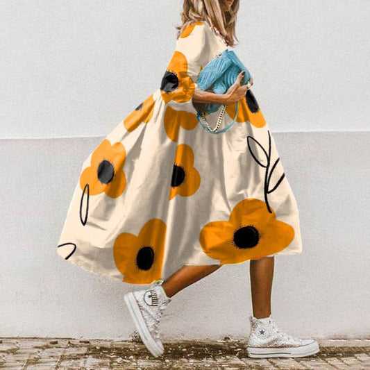 LM | Printed A-line midi dress