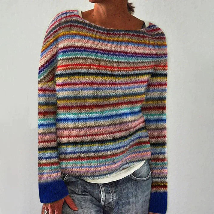 LM | Elegant striped long sleeve sweater