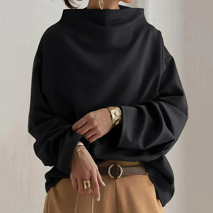 LM | Black sweater with oversized round neckline