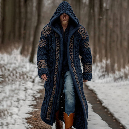 Men's Viking Celtic Knot Art Pocket Mid-length Cardigan Sweater artswardrobe