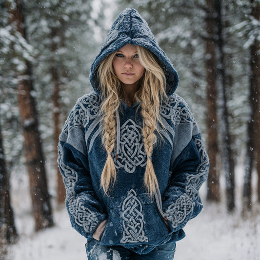Comstylish Women's Vintage Celtic Knot Art Plush Warm Hoodie