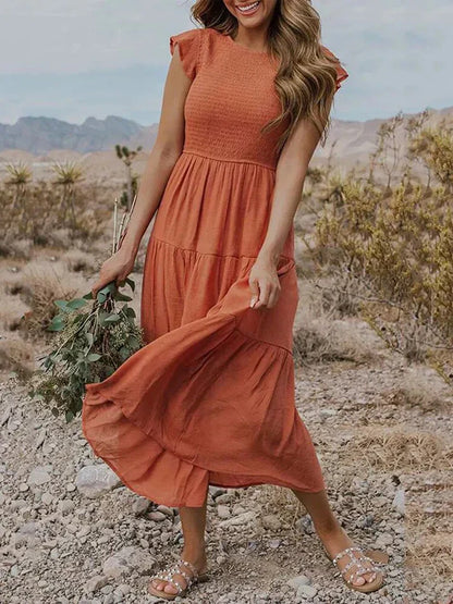 LM | Midi dresses with short sleeves for women