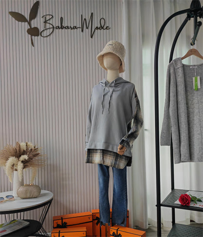 LM | Comfortable long-sleeved patchwork sweatshirt