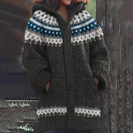 Fairman Island Wave Pattern Contrast Sweater Cardigan elevenforest