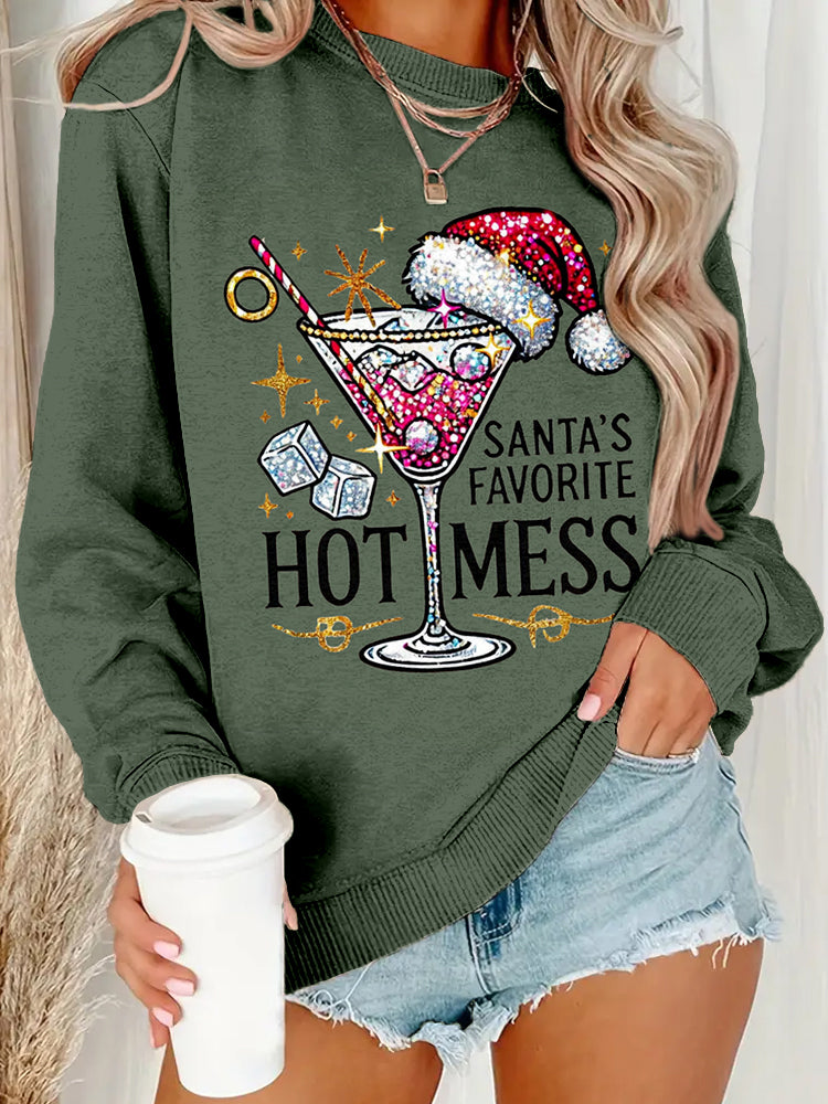 Comstylish Santa's Hot Mess Christmas Cozy Sweatshirt