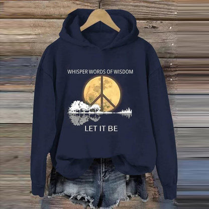 Comstylish Hippie Guitar Lake Whisper Words Of Wisdom Let It Be Print Hoodie