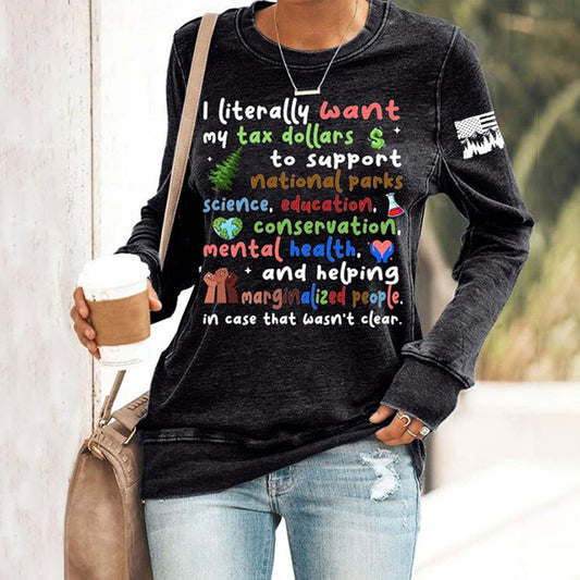 Comstylish Women's Support National Parks Print Round Neck Sweatshirt