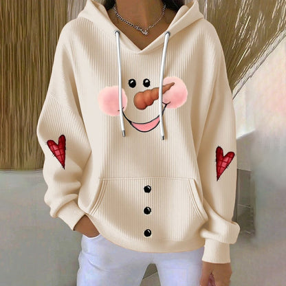 Comstylish Women's Christmas Snowman Print Casual Hoodie