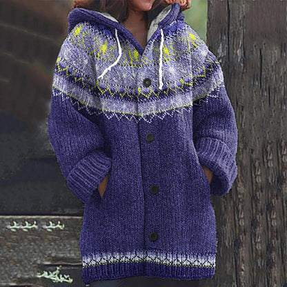 Vintage Icelandic Knit Jacquard Warmth Print Women's Sweater elevenforest