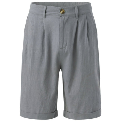 Men's Vintage Casual Pleated Cotton Linen Shorts elevenforest