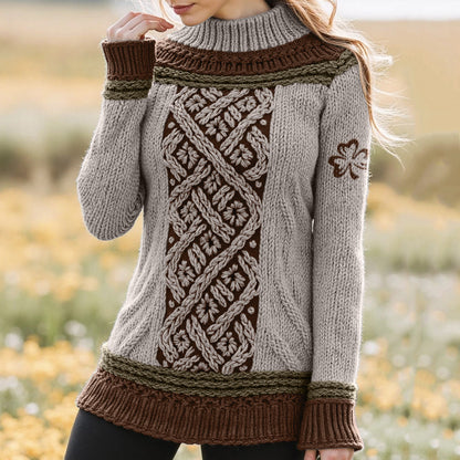 Women's Celtic Classic Knotted Contrast Jacquard Sweater artswardrobe