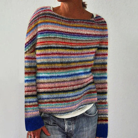LM | Elegant striped long sleeve sweater