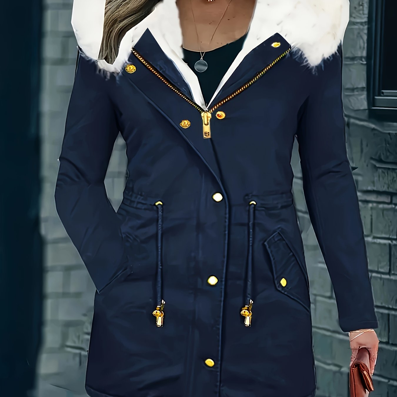 LM | Casual jacket with hood and faux fur