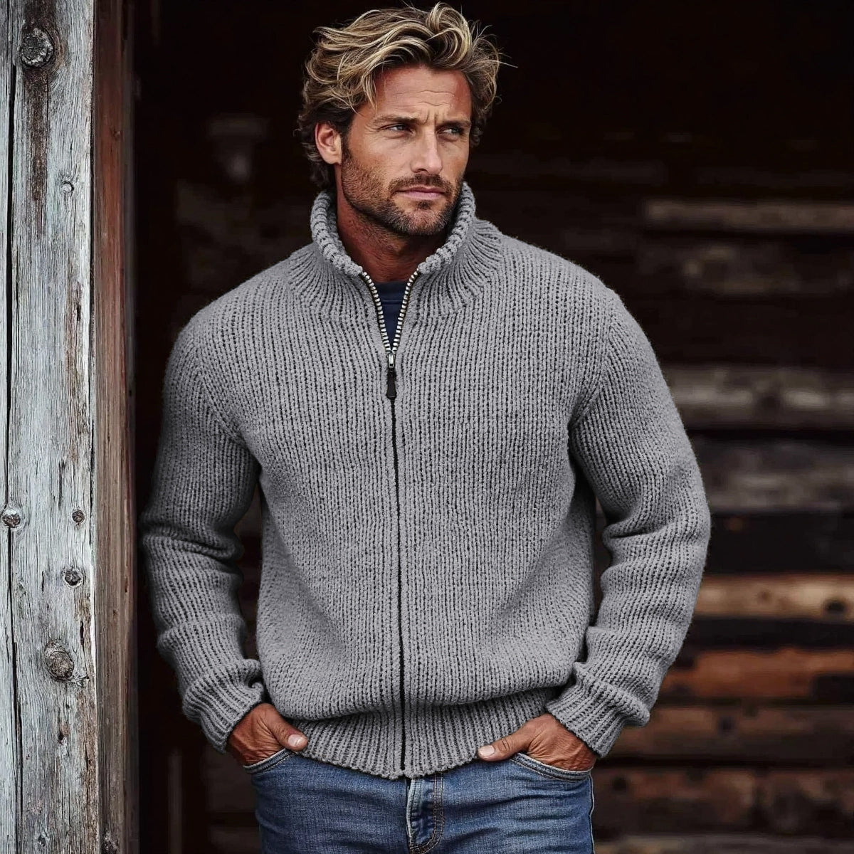 Men's Vintage Solid Color Turtleneck Sweater elevenforest