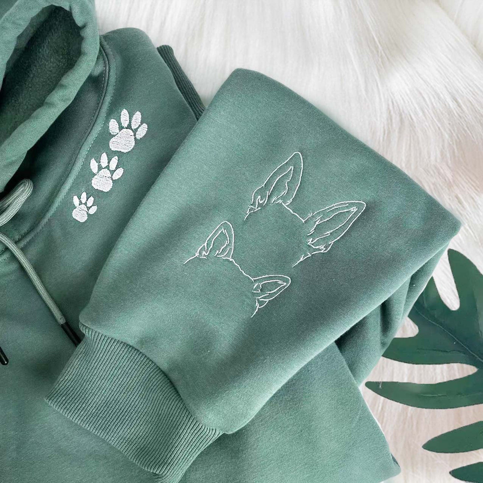 Comstylish Women's Cute Dogs Embroidered Art Print Casual Hoodie