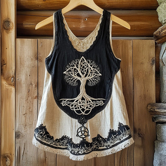 Vintage Life Of Tree Patchwork Art Comfy Tank artswardrobe