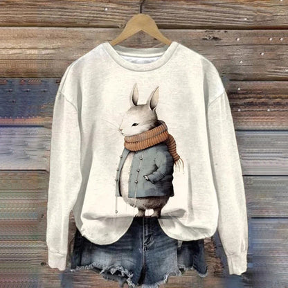 Comstylish Women'S Bunny Print Casual Long-Sleeved Sweatshirt