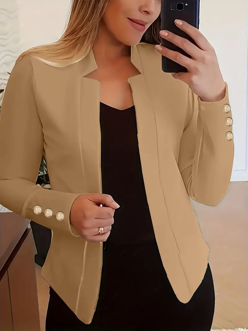 LM | Long-sleeved blazer with open button placket for spring