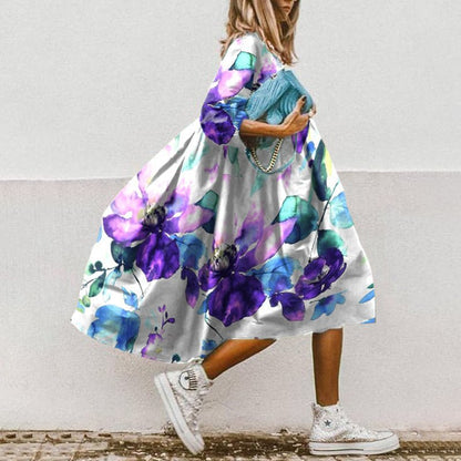 LM | Flowing midi dress with floral pattern