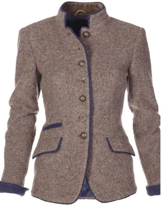 LM | Elegant stand-up collar tailored suit jacket