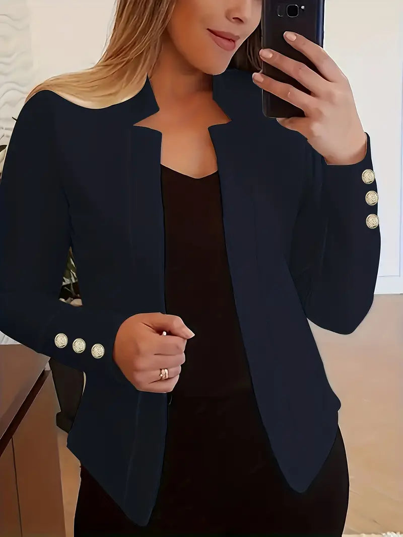 LM | Long-sleeved blazer with open button placket for spring