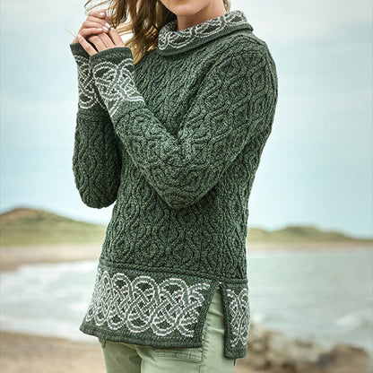 Woman Celtic Jacquard Aran Sweater artswardrobe