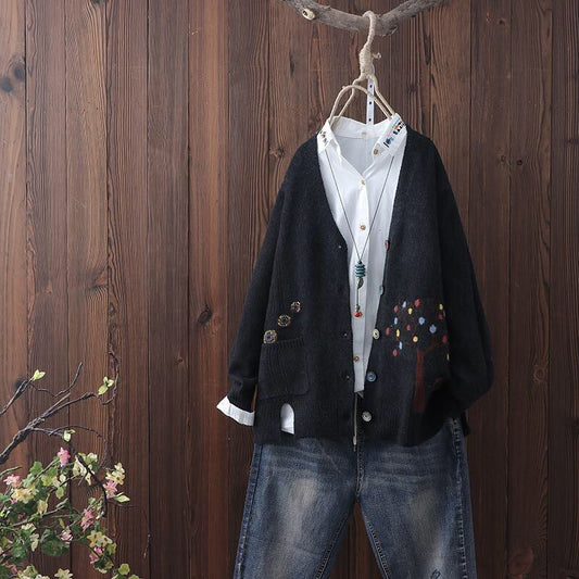 Vintage Botanical Long Sleeve Knit Cardigan elevenforest