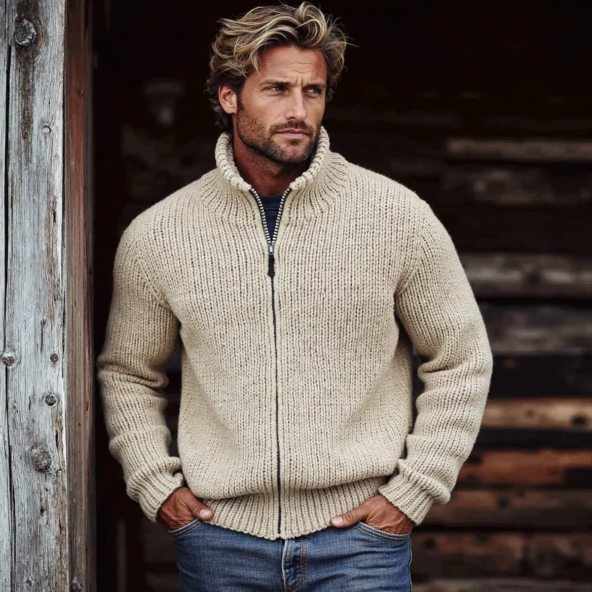 Men's Vintage Solid Color Turtleneck Sweater artswardrobe