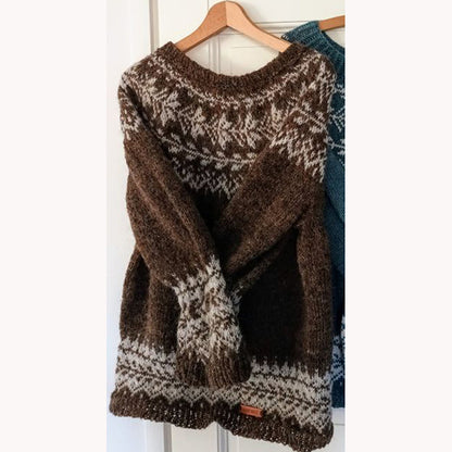 Vintage Tribal Iceland Pattern Warm Round Sleeve Comfy Sweater elevenforest
