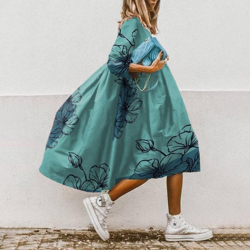 LM | Flowing midi dress with floral pattern