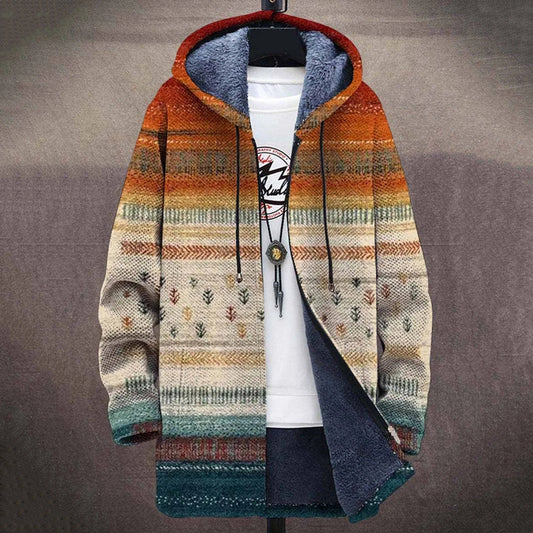 Retro Art Print Plush Thickened Long Sleeve Sweater Jacket Cardigan elevenforest