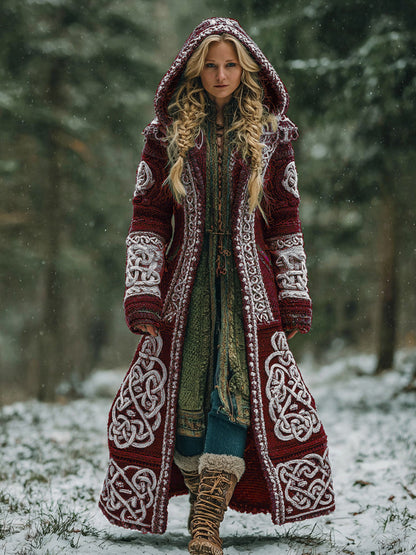 Women's Celtic Knot Irish Art Hooded Knit Cardigan artswardrobe
