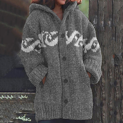 Retro Surf Jacquard Knit Cozy Cardigan Sweater elevenforest