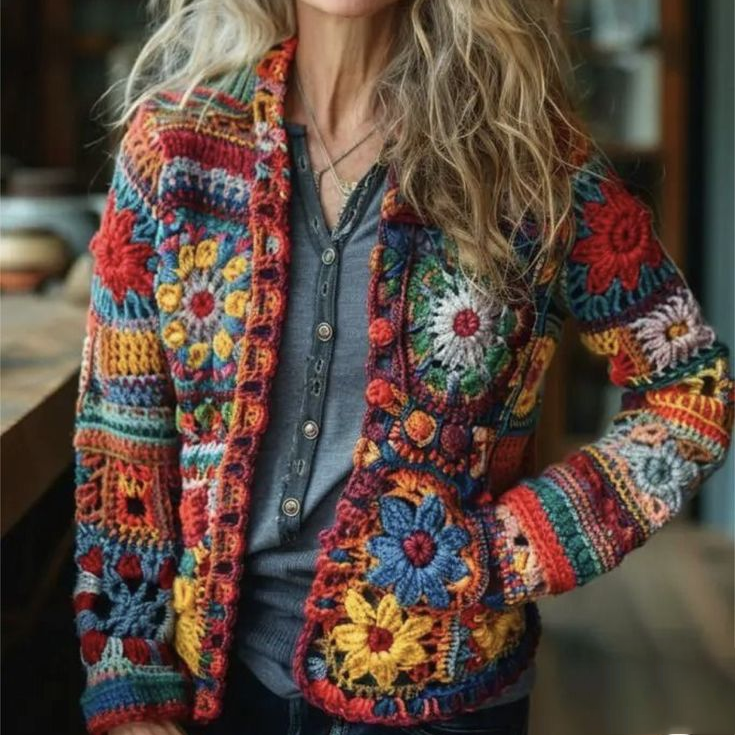 Fairman Crochet Island Jacquard Retro Buttons Sweater Cardigan elevenforest