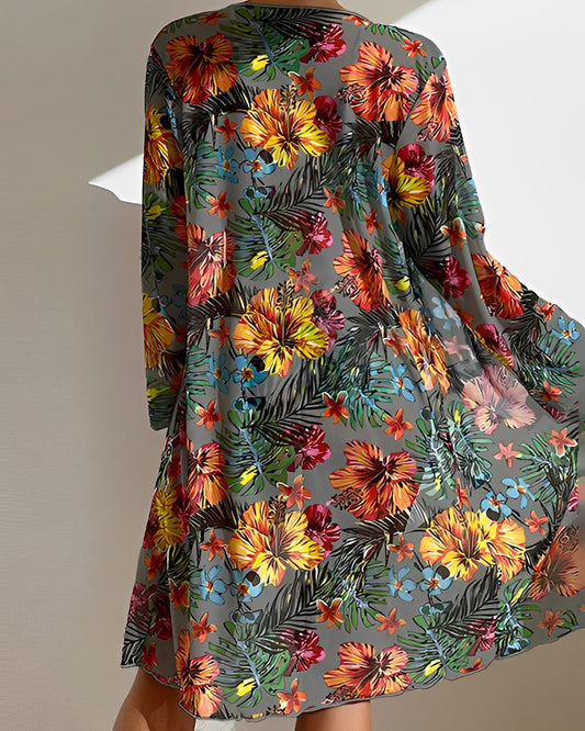 Bittor® | Tropical Print Cover Up Bikini Set