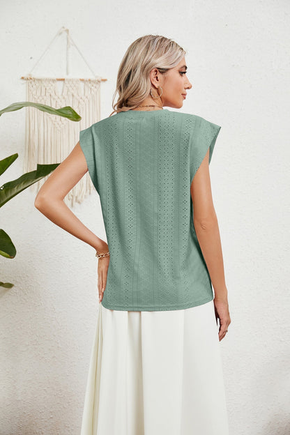 LM | Gilet d'été T-shirt à manches courtes creuses