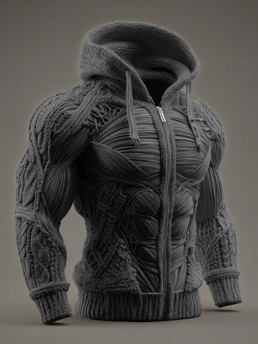 Vintage Muscles Anatomical Art Men's Casual Warm Zip-up Sweater artswardrobe