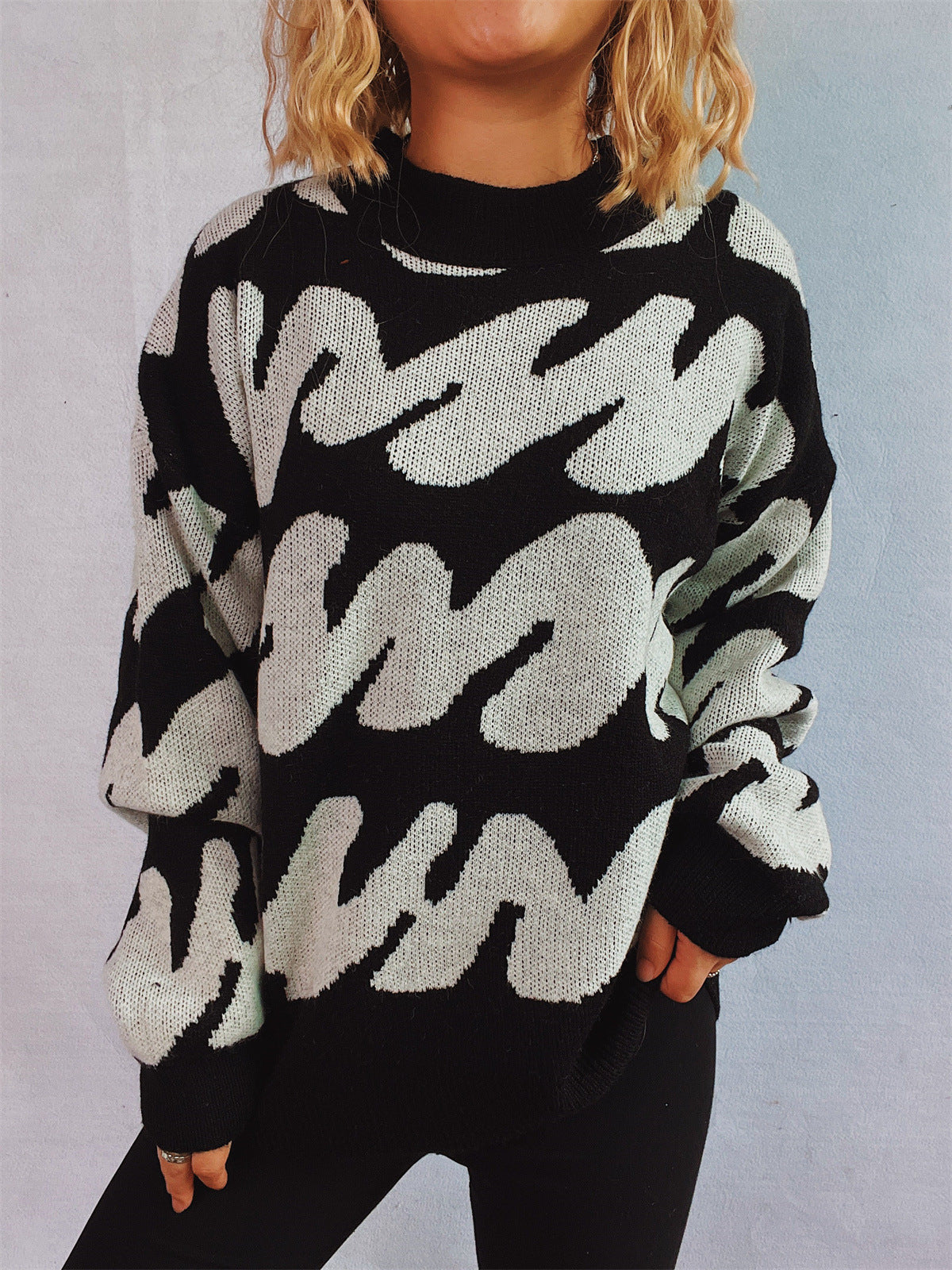 Anita® | Contrasting long-sleeved sweater with a crew neck