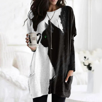 Black Cats Embroidered Comfy Tunic elevenforest