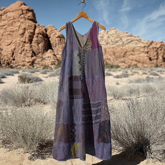 Comstylish Women's Vintage Patchwork Art Tank Dress