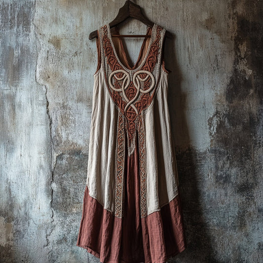 Tribal Celtic Knot Lace Art Linen Tank Dress artswardrobe